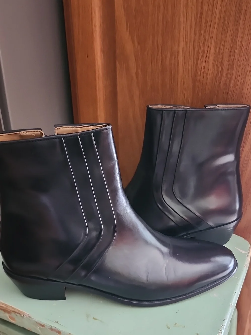 Stacy Adams Classic Men’s Black Leather Side Zip Ankle Boots 8.5